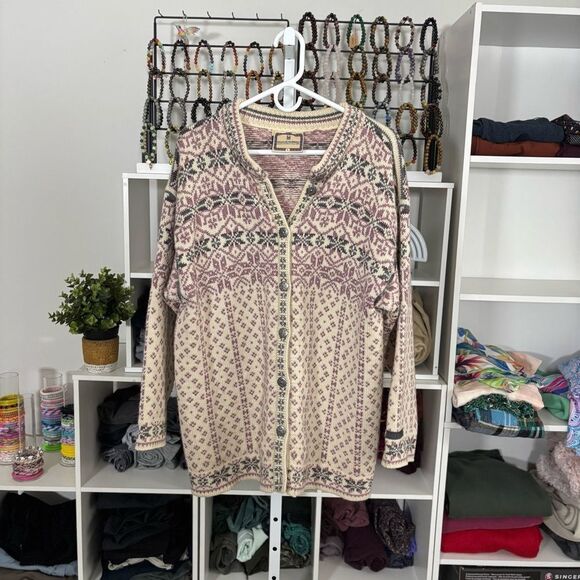 DALE OF NORWAY Patterned Cardigan Sweater size large vintage chunky wool blend - Picture 8 of 8